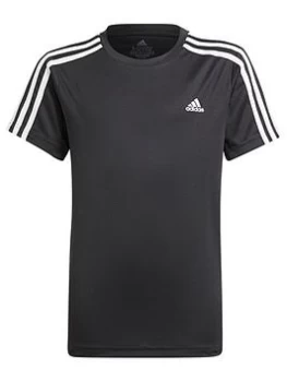 Image of adidas Junior Boys 3-Stripes T-Shirt - Black/White, Size 15-16 Years