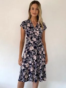 Image of Wallis Petite Pretty Paisley Wrap Fit And Flare Dress - Multi, Size 8, Women