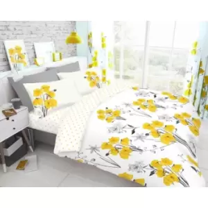 Poppy Duvet Cover Bedding Set - Yellow - King - TJ Hughes