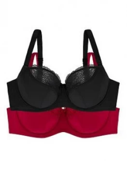 image of Dorina Faith 2 Pack Non-Padded Bra - Black/Red