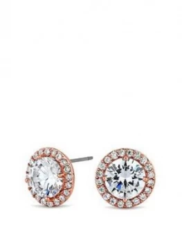 image of Jon Richard Jon Richard Rose Gold Cz Halo Stud Earring