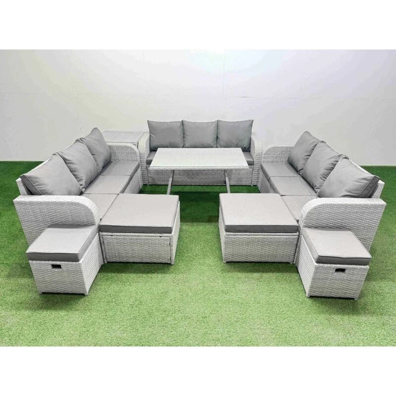 Image of Fimous Patio Garden Furniture Sets with Dining Table Light Grey Light Grey Unisex