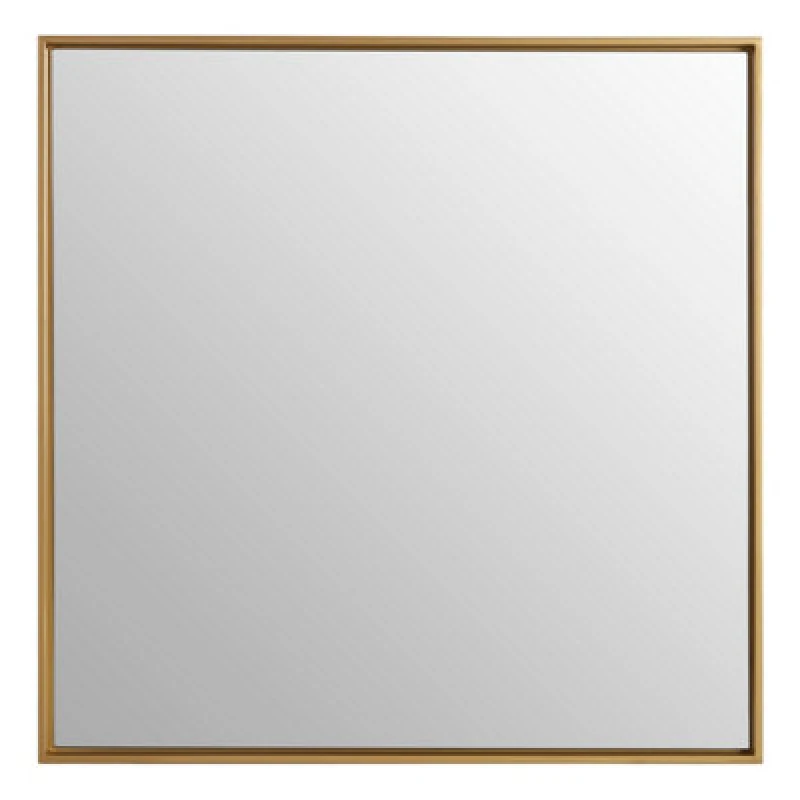 Image of Premier Housewares Sturdy Large Square Wall Mirror, Contemporary Lounge Mirror, Versatile Antique Mirror for Home, Office Gold