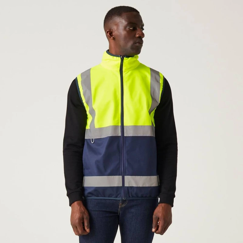 Image of Regatta Mens Hi-vis Full Zip Gilet in Navy Size: Small Navy Male S