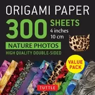 Image of origami paper 300 sheets nature photo patterns 4 10 cm