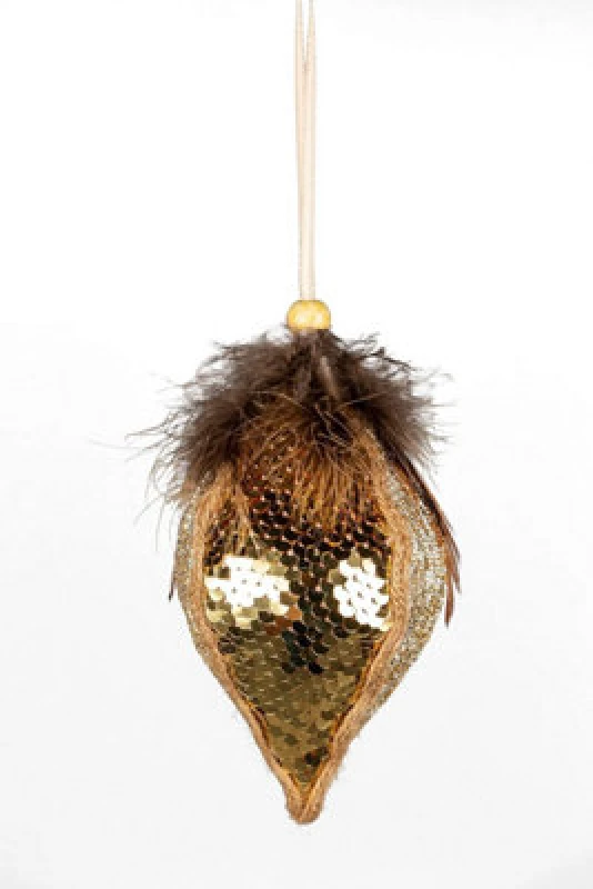 Image of Shatchi 14cm Gold Teardrop Bauble - Christmas Hanging Decoration Gold