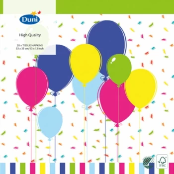 image of Balloons & Confetti Napkins - 33cm 3ply - 20s - 85827 - Duni