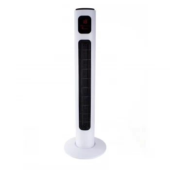 image of electriQ 38" Tower Fan with Temperature Display Remote Control 3 Speed Settings Timer & Oscillation Functions