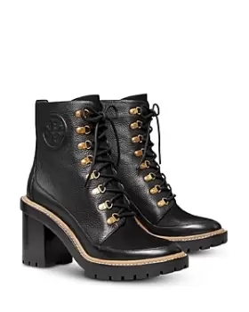 image of Tory Burch Womens Miller High Block Heel Combat Boots