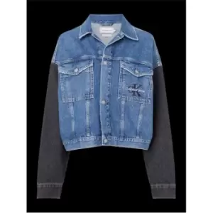Image of Calvin Klein Jeans Extrm Oversize Crop Denim Jacket - Blue