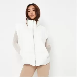 image of Missguided Funnel Neck Puffer Gilet - Cream