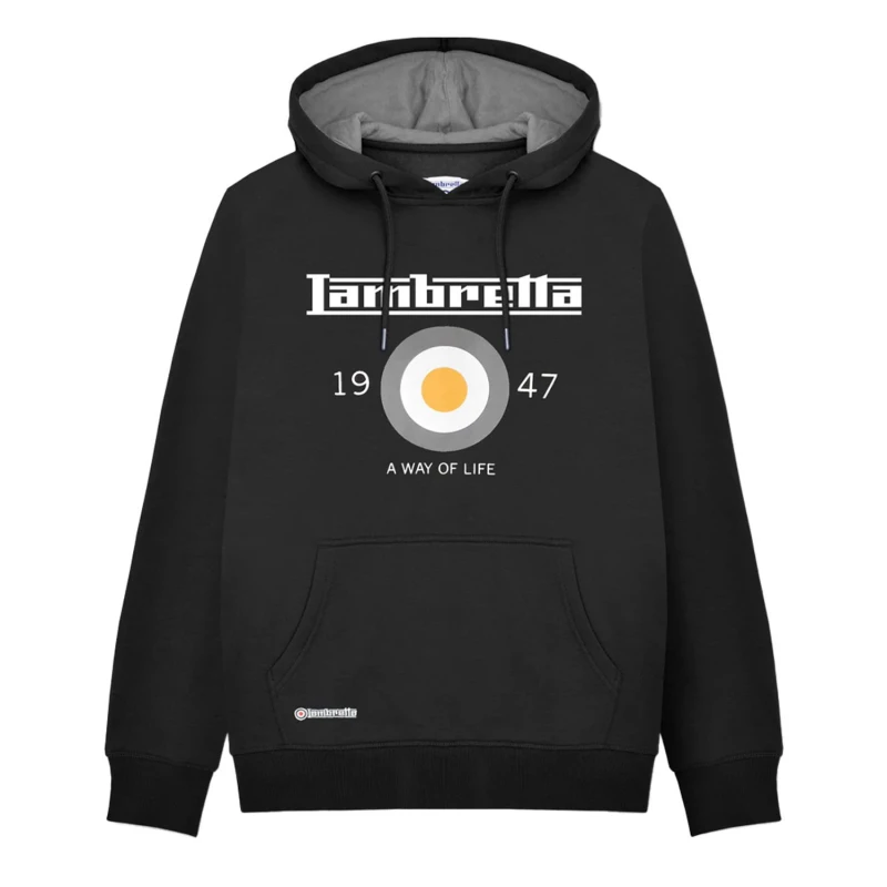 Image of Lambretta Lambretta Men AW24 Target Hoodie in Black Size: large Black L Male 5063703657327