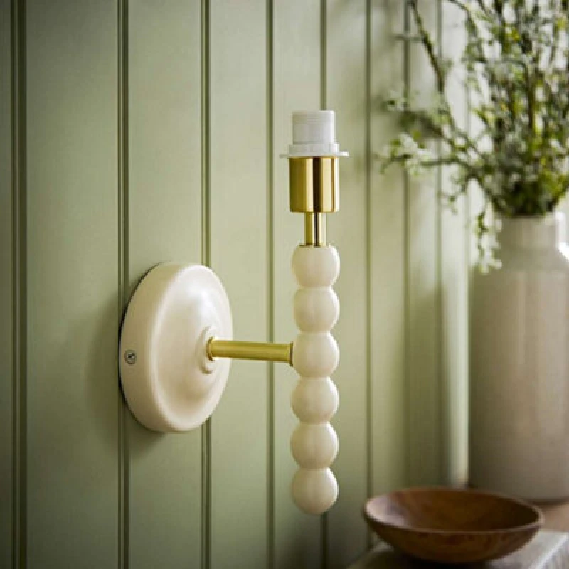 Image of Valuelights Bobbin Cream Wooden Wall Light Base