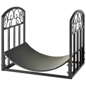 Image of Outsunny Wrought Iron Inner Arced Wood Log Holder Indoor Outdoor Storage Black