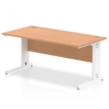 Image of Trexus Rectangular Desk White Cable Managed Leg 1600x800mm Oak Ref