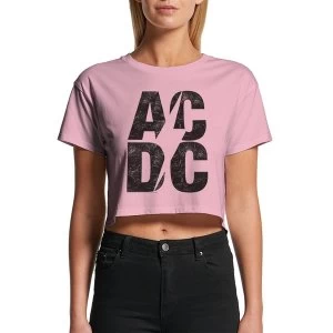 Image of Ac/Dc - Stacked Logo Womens Small Crop Top - Pink