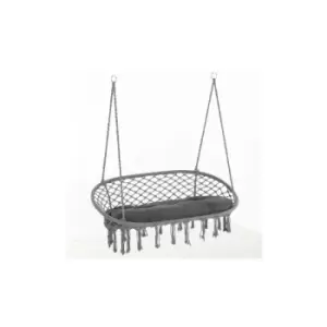 Outsunny - Hanging Hammock Chair Macrame Seat for Patio Garden Dark Grey