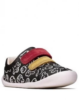 Image of Clarks Mickey Mouse Roamer Comic Shoes - Black, Size 2.5 Younger