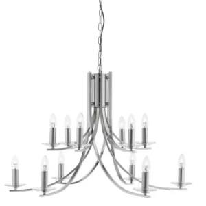 Image of Ascona 12 Light Chandelier Satin Silver Finish, E14