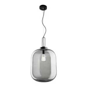 image of Netlighting Merano Durham 25cm Globe Pendant Ceiling Light Black Aluminium, Smok