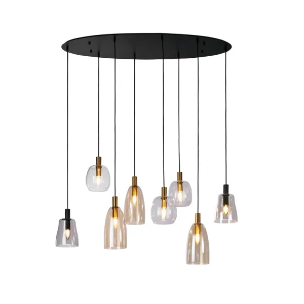 image of Searchlight Divine Glass 8 Light Bar Ceiling Pendant Light - Multi Coloured