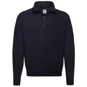 Image of Fruit Of The Loom Mens Zip Neck Sweatshirt Top (XL) (Deep Navy)