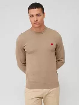 Image of HUGO San Cassius-c1 Crew Neck Jumper - Brown , Brown, Size XL, Men