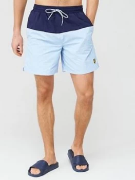 Image of Lyle & Scott Half Split Swim Short - Light Blue/Navy, Light Blue/Navy, Size XS, Men