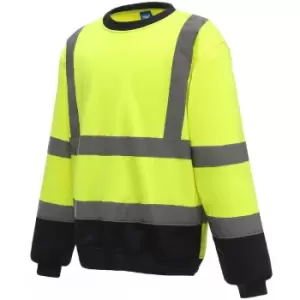 Image of Yoko Unisex Adult Hi-Vis Sweatshirt (XXL) (Yellow/Navy)