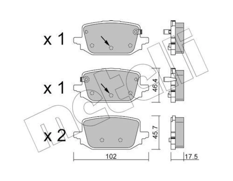 Image of METELLI Brake pad set METELLI 22-1366-0