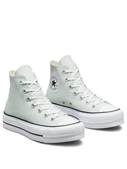 Image of Converse Chuck Taylor All Star Lift Canvas Platform Hi Top Plimsoll - Silver/White, Silver/White, Size 7, Women