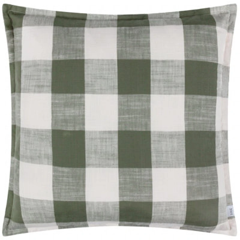 Image of Yard Chesil Check 100% Cotton Filled Outdoor Cushion Moss 50 X 50Cm, Green 5.03E+12