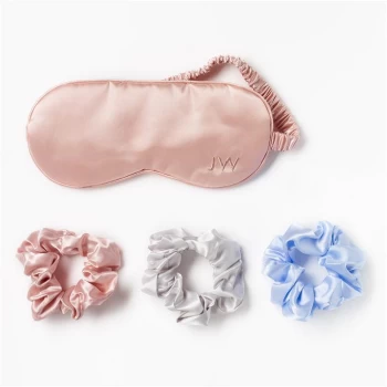 image of Jack Wills Satin-esque Sleep Mask and Scrunchies Set - Multi