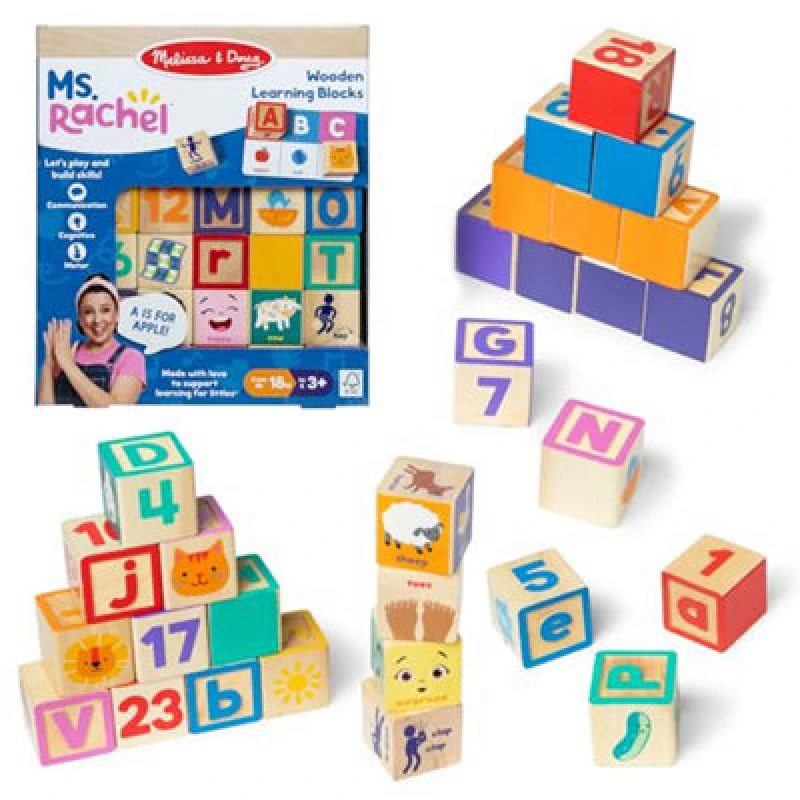 Image of Melissa & Doug Ms. Rachel Letter, Number, And Game Learning Blocks Educational Toys For Kids 18+ Months - Fsc Certified
