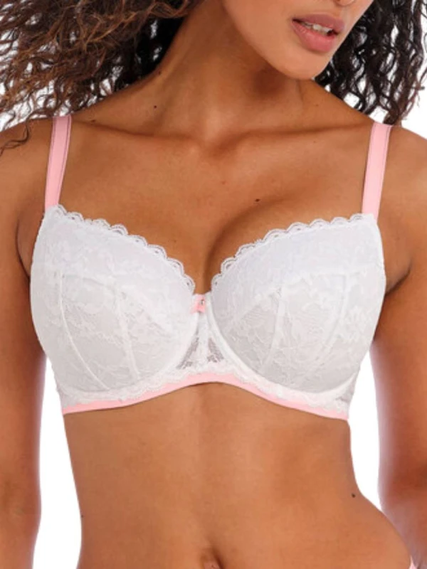 Image of Freya Womens Offbeat Underwired Padded Half Cup Bra in White Size: 36FF White Female 36FF