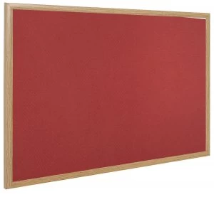 image of Bi-Office Earth-It Red Felt Noticebrd Oak Frame 180x120cm