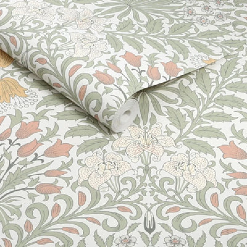 Image of William Morris At Home Garden Soft Sage Wallpaper