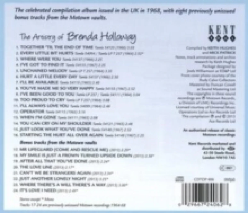 Image of The artistry of Brenda Holloway: With bonus tracks from the Motown vaults CD / Album