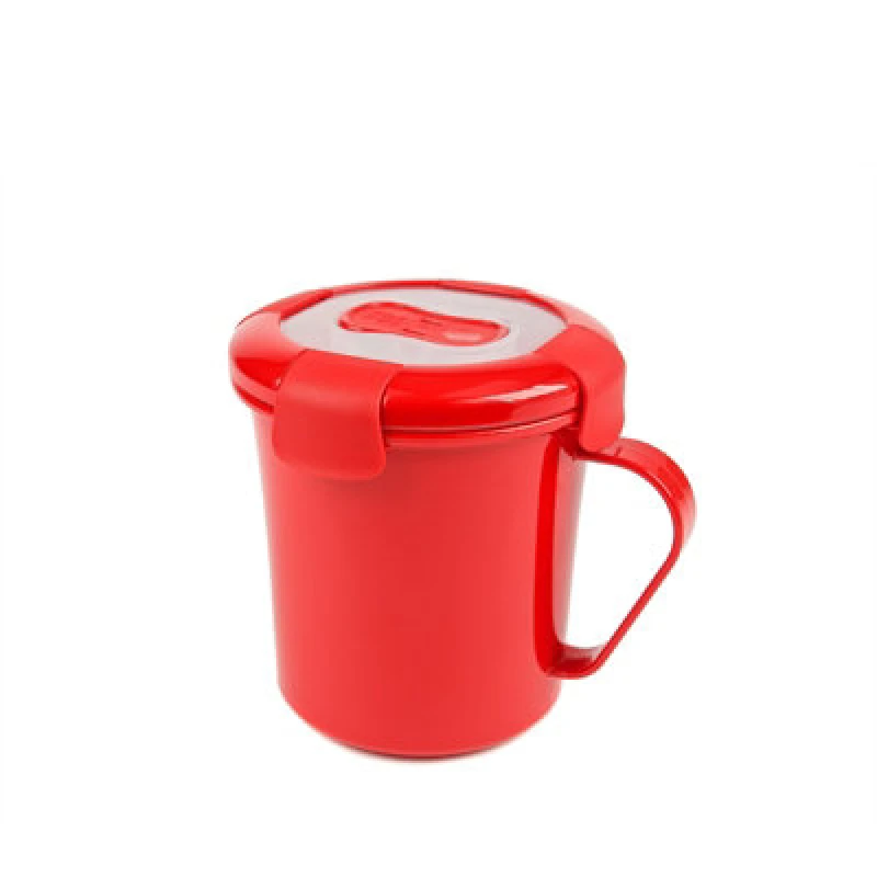 Image of Good2Heat Plus Red 'Microwave Cookware' Plastic Soup Mug with Lid - 683ml Red
