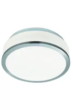 Image of Discs Bathroom Flush 2 Light Ceiling Satin Silver IP44 E27
