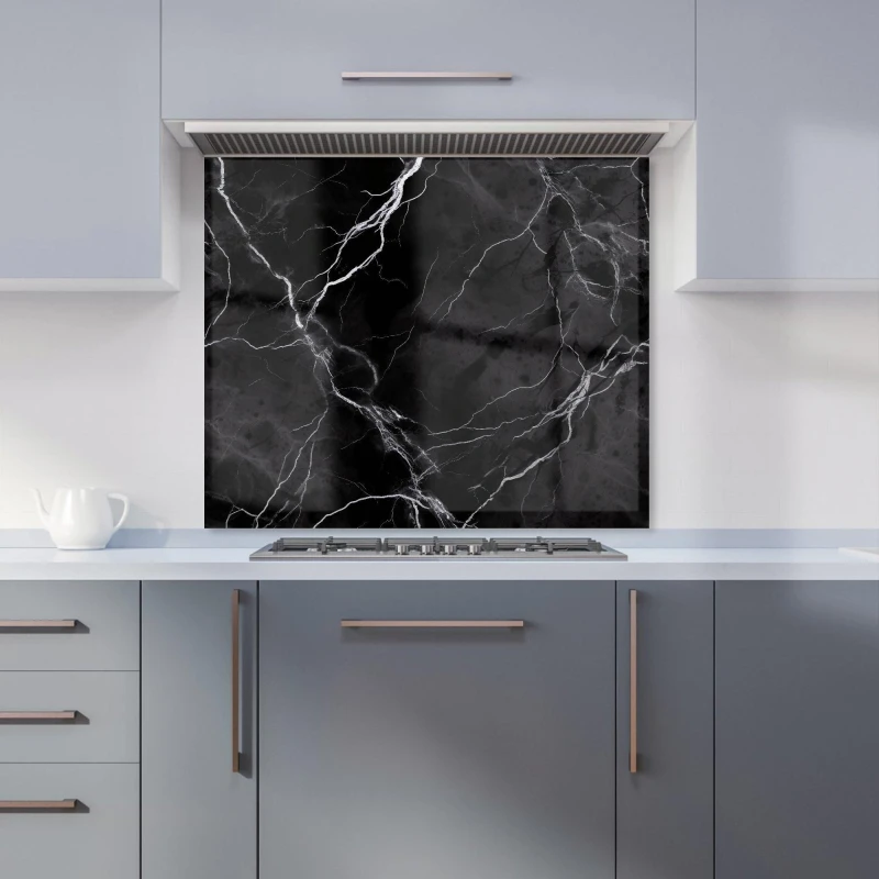 Image of Warren Reed - Designer Black Marble Pattern Kitchen Splashback Size: 700mm x 650mm Black Unisex 700mm x 650mm