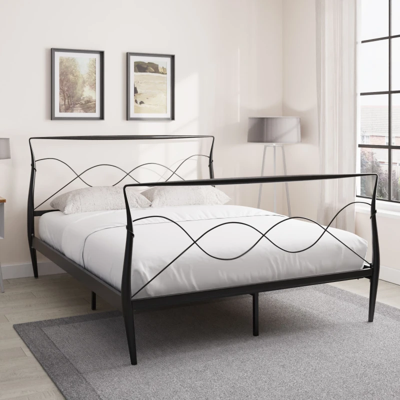 Image of GFW Metal Rimini King Black Bed Frame, Black RIM150BLK