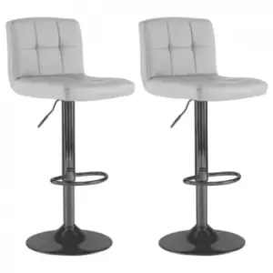 image of Neo Grey Faux Leather Bar Stools With Matt Black Legs Set Of Two