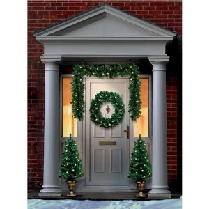 Image of Premier Pair of Pre-Lit Christmas Trees with Wreath and Garland