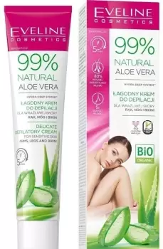 image of Eveline 99% Natural Aloe Vera Depilatory Cream For Arms & Legs & Bikini 125 ml