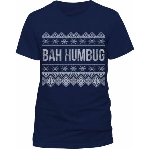 image of Christmas Generic - Bah Humbug Unisex Large T-Shirt - Blue