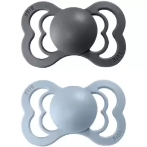 Image of BIBS Supreme Natural Rubber Size 2: 6+ months dummy Iron / Baby Blue 2 pc