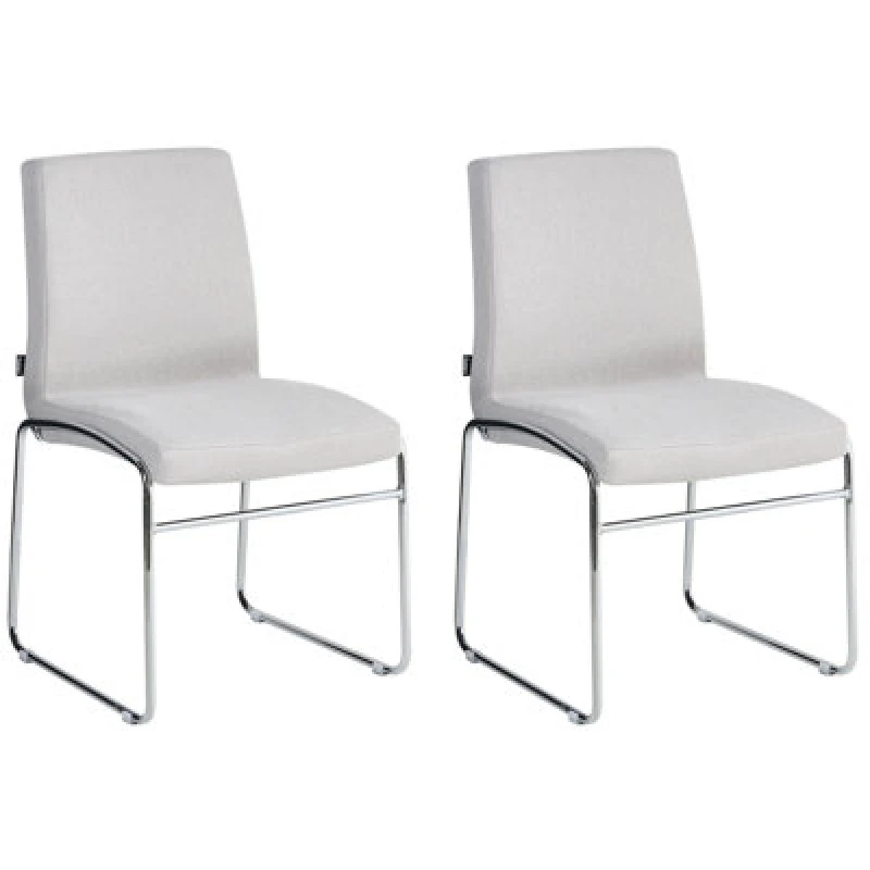 Image of Beliani Set Of 2 Dining Chairs Lecco Fabric Light Grey