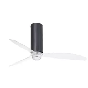 image of Tube LED Shiny Black, Transparent Ceiling Fan with DC Smart Motor - Remote Included, 3000K