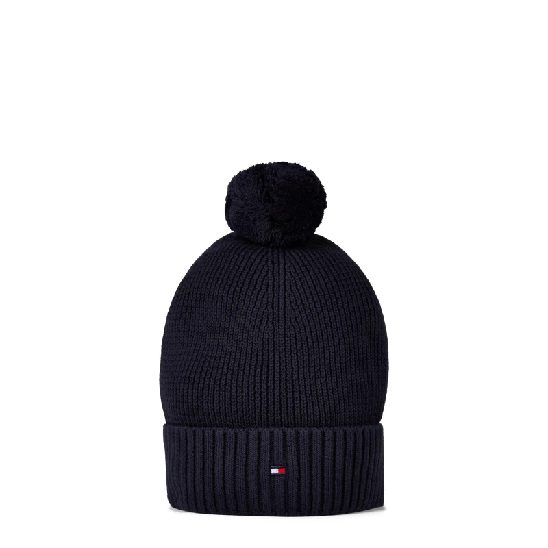 Image of Tommy Hilfiger TH ESSENTIAL POM POM BEANIE - Blue Blue Jnr (L/XL)